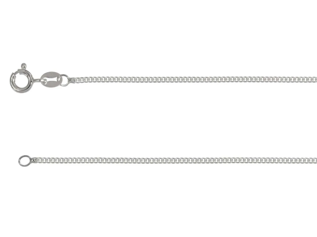 Sterling Silver Plated 1.4mm Flat Filed Curb Chain 18"/45cm Unhallmarked