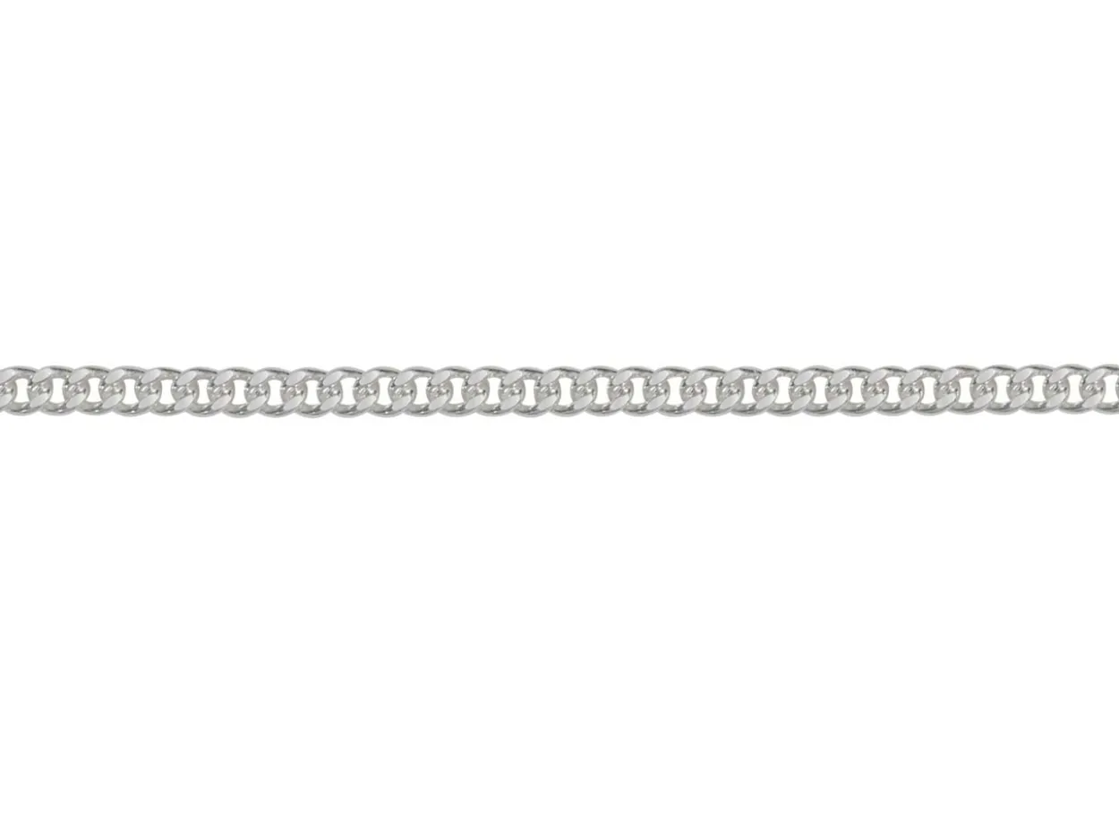 Sterling Silver Plated 1.4mm Flat Filed Curb Chain 18"/45cm Unhallmarked