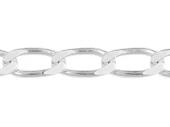 Sterling Silver Plated 5.4mm Flat Filed Open Curb Chain 18