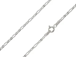 Sterling Silver Plated 2.7mm Flat Filed Figaro Chain 18"/45cm Unhallmarked