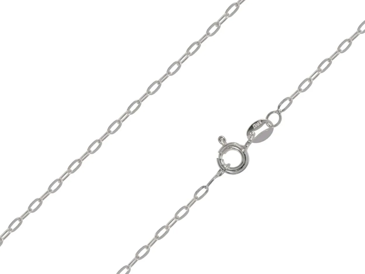 Sterling Silver Plated 1.8mm Flat Filed Oval Trace Chain 18"/45cm Unhallmarked