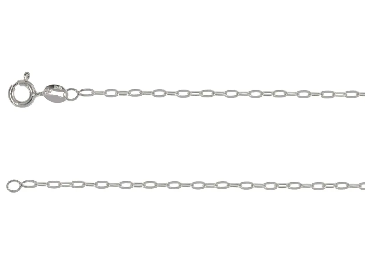 Sterling Silver Plated 1.8mm Flat Filed Oval Trace Chain 18"/45cm Unhallmarked