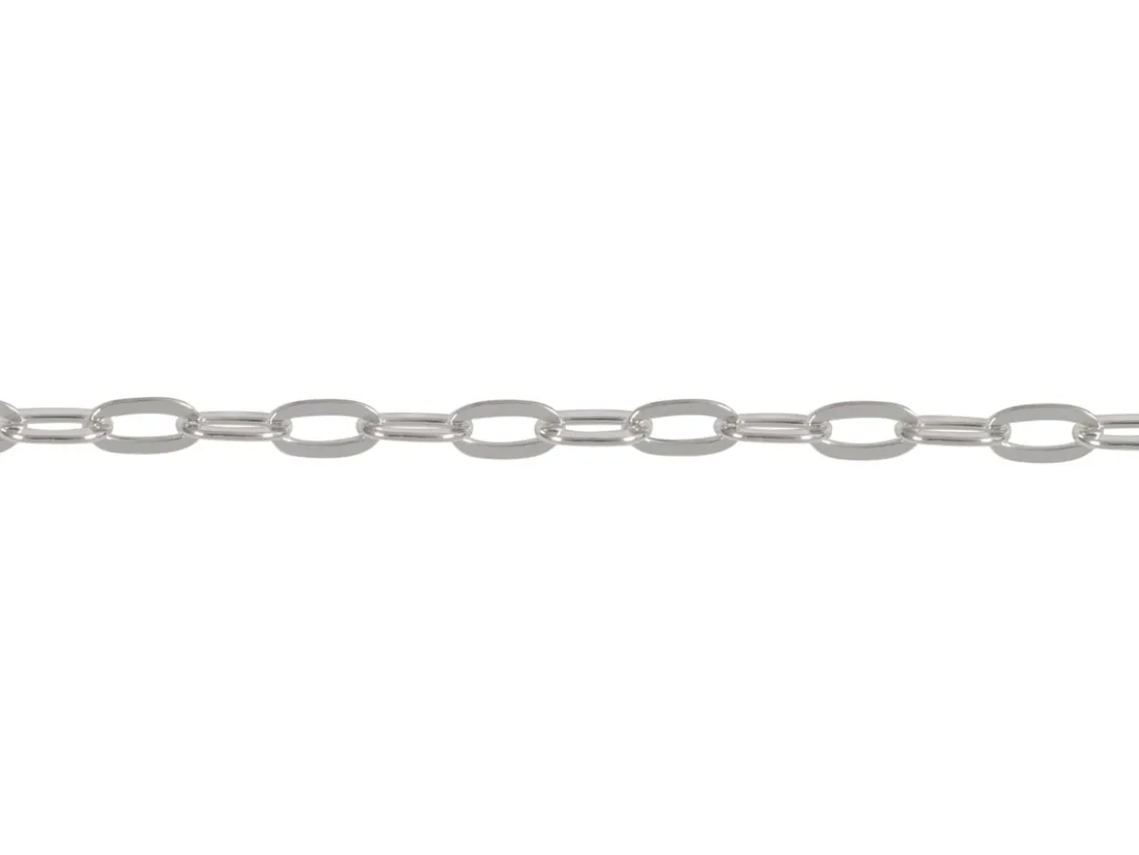 Sterling Silver Plated 1.8mm Flat Filed Oval Trace Chain 18"/45cm Unhallmarked
