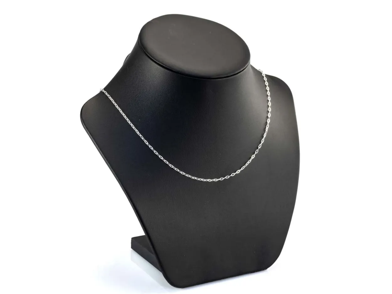 Sterling Silver Plated 1.8mm Flat Filed Oval Trace Chain 18"/45cm Unhallmarked