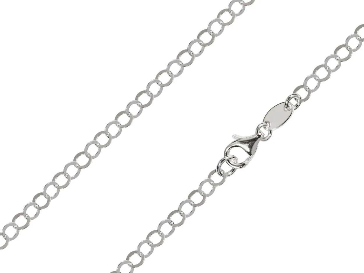Sterling Silver Plated 3.5mm Flat Filed Round Trace Chain 18"/45cm Unhallmarked