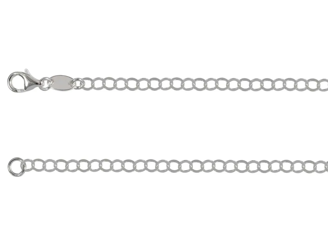 Sterling Silver Plated 3.5mm Flat Filed Round Trace Chain 18"/45cm Unhallmarked