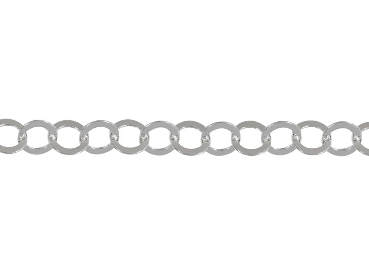 Sterling Silver Plated 3.5mm Flat Filed Round Trace Chain 18"/45cm Unhallmarked