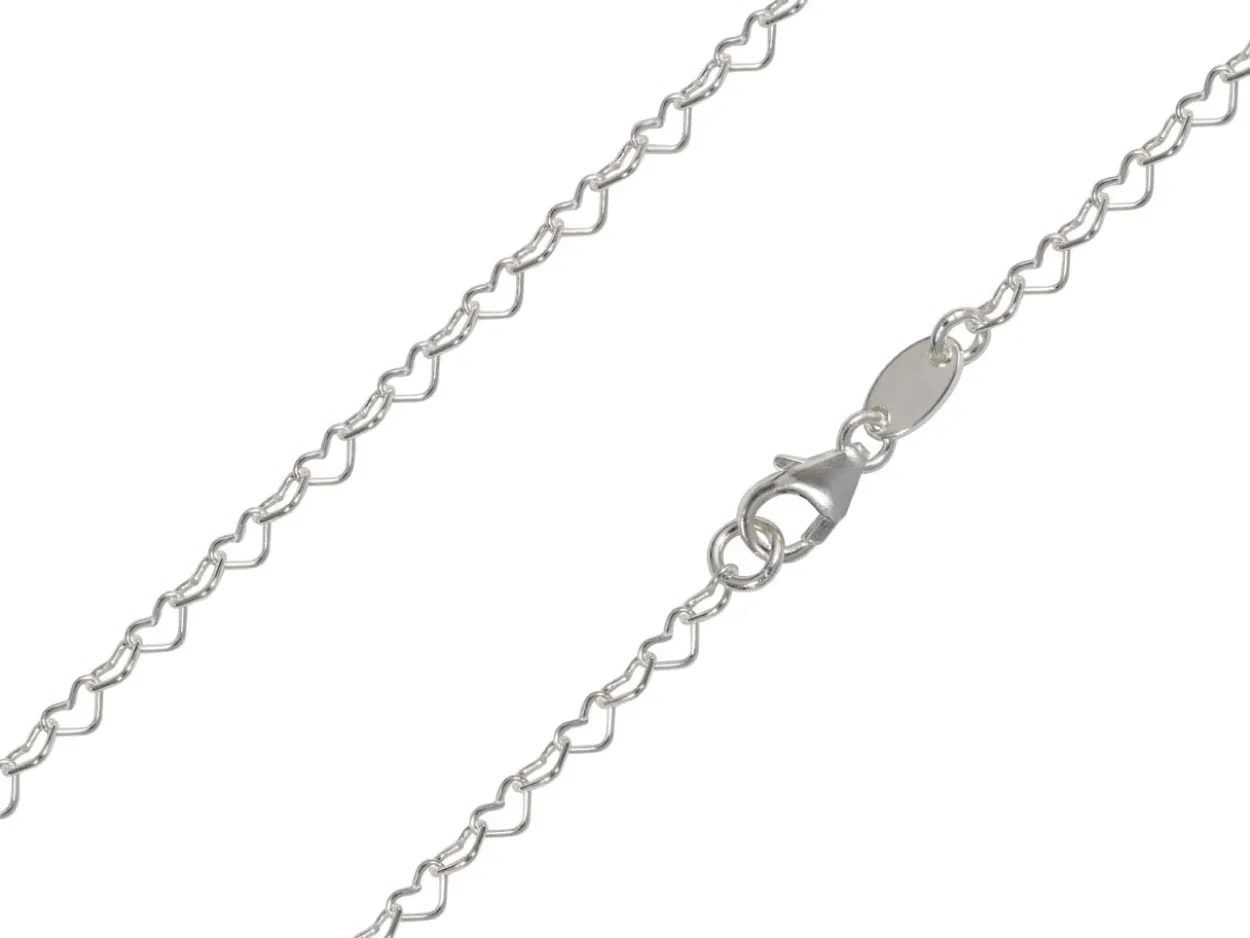 Sterling Silver Plated 2.9mm Heart Shaped Link Chain 18"/45cm Unhallmarked
