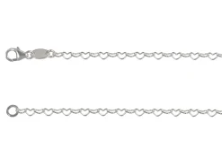 Sterling Silver Plated 2.9mm Heart Shaped Link Chain 18"/45cm Unhallmarked