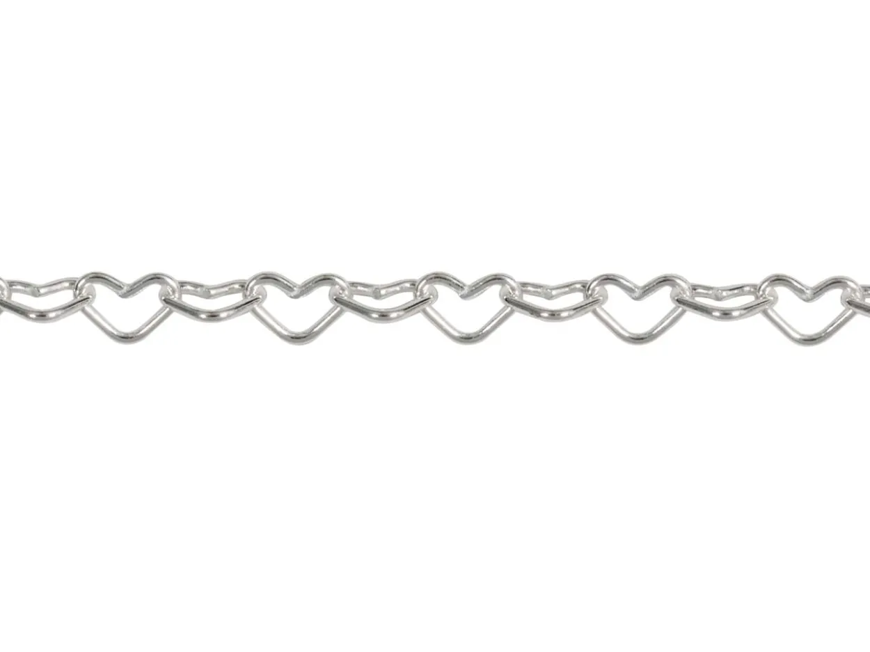 Sterling Silver Plated 2.9mm Heart Shaped Link Chain 18"/45cm Unhallmarked