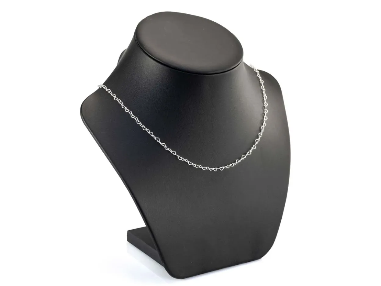 Sterling Silver Plated 2.9mm Heart Shaped Link Chain 18"/45cm Unhallmarked