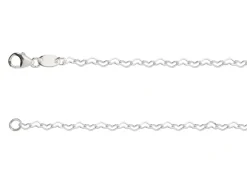 Sterling Silver Plated 2.8mm Heart Shaped Link Chain 18"/45cm Unhallmarked