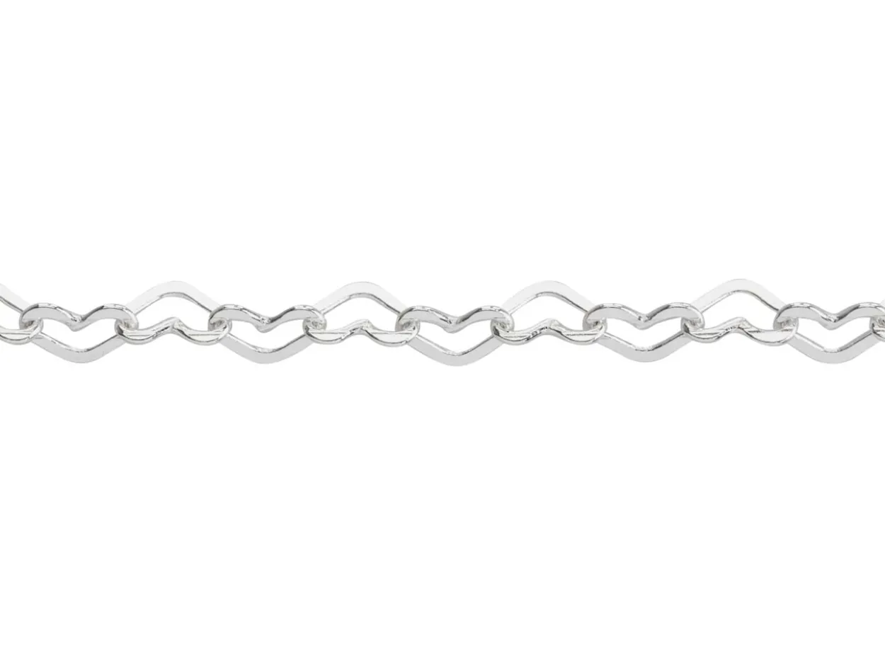 Sterling Silver Plated 2.8mm Heart Shaped Link Chain 18"/45cm Unhallmarked
