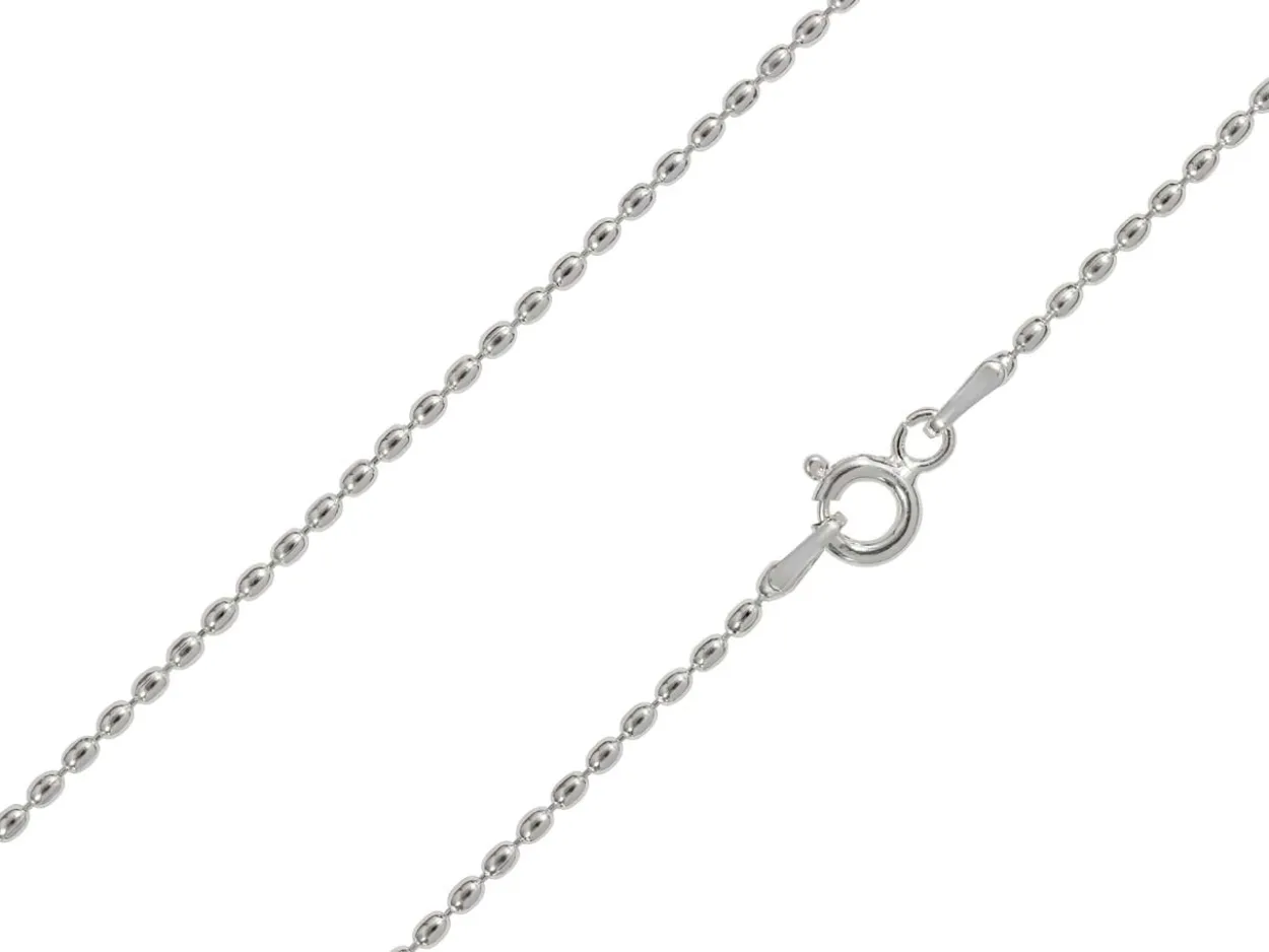 Sterling Silver Plated 1.5mm Oval Bead Chain 18"/45cm Unhallmarked