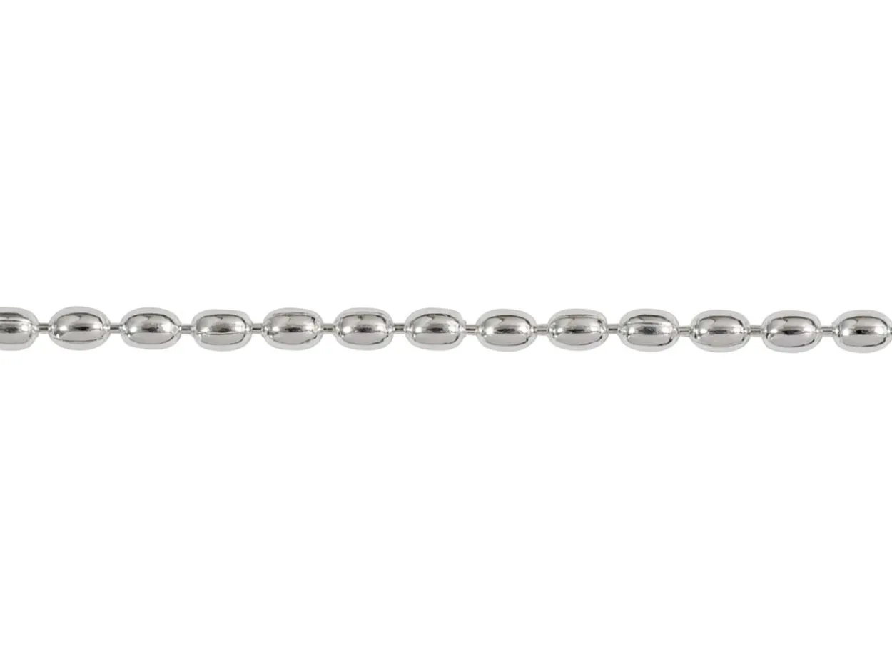 Sterling Silver Plated 1.5mm Oval Bead Chain 18"/45cm Unhallmarked