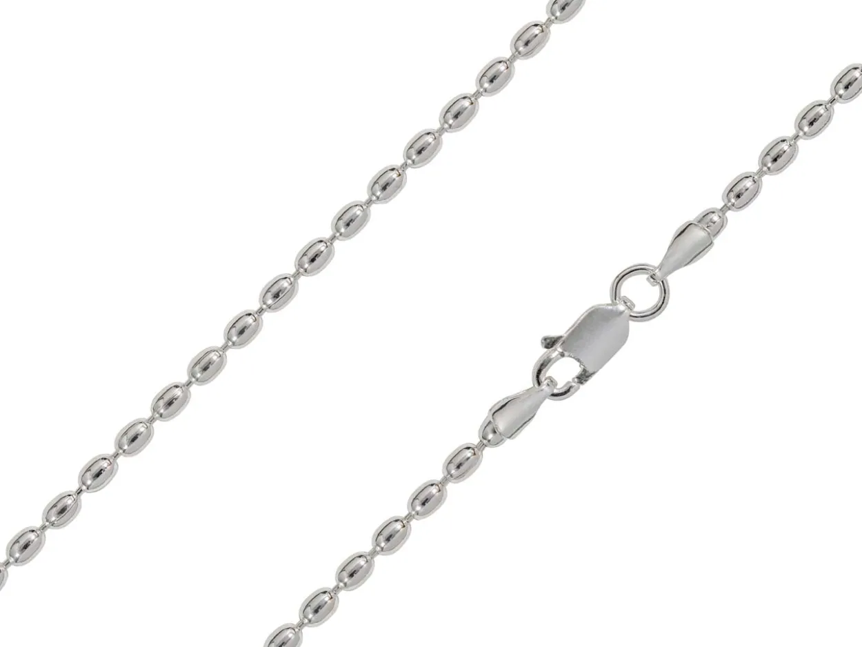 Sterling Silver Plated 2.3mm Oval Bead Chain 18"/45cm Unhallmarked