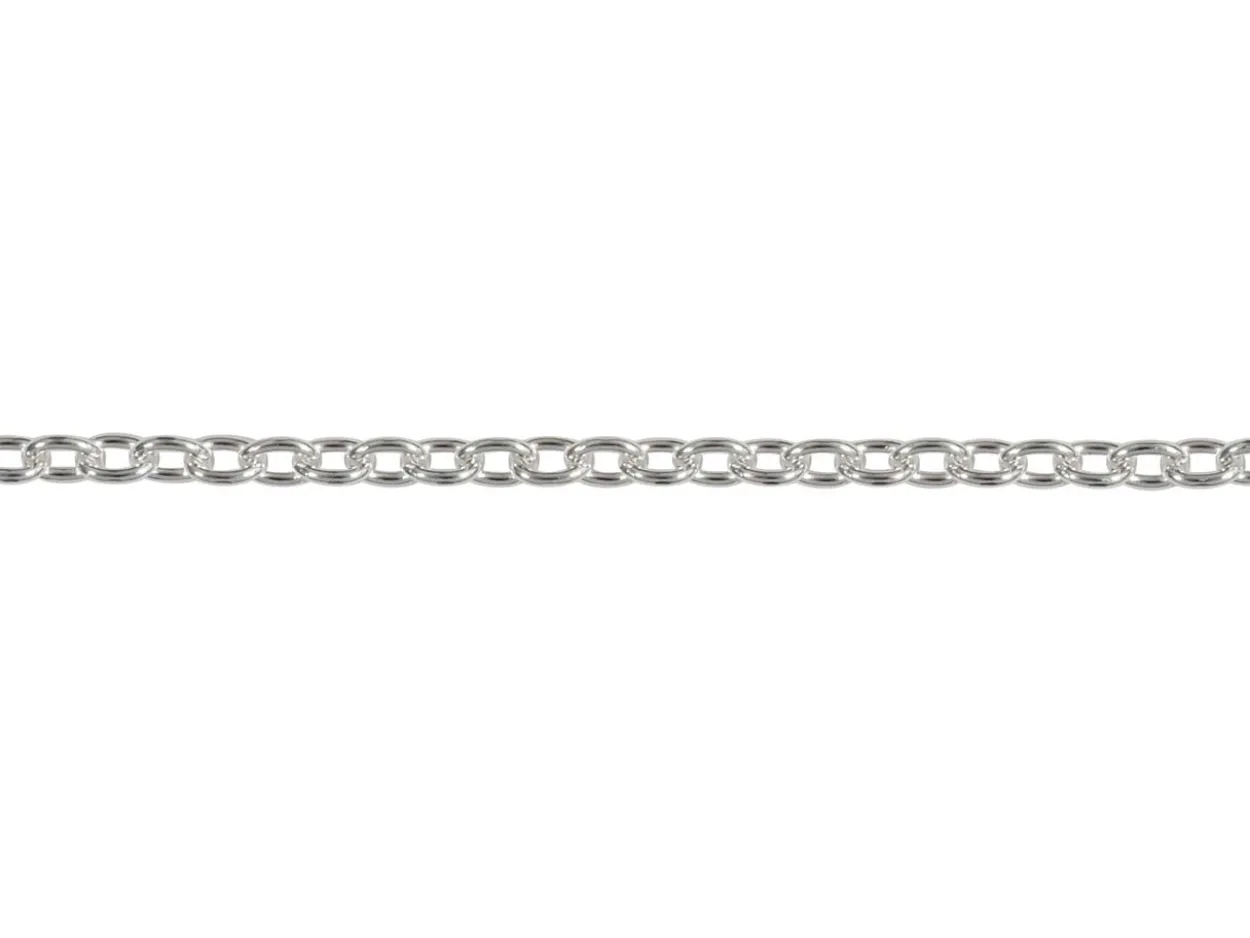 Sterling Silver Plated 1.5mm Oval Trace Chain 18"/45cm Unhallmarked