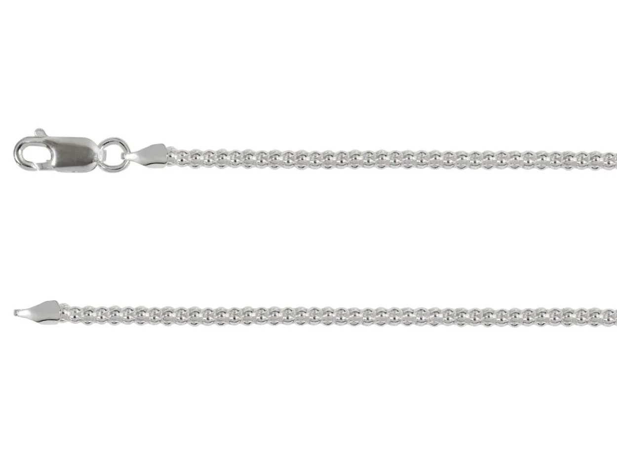 Sterling Silver Plated 2.4mm Popcorn Chain 18"/45cm Unhallmarked