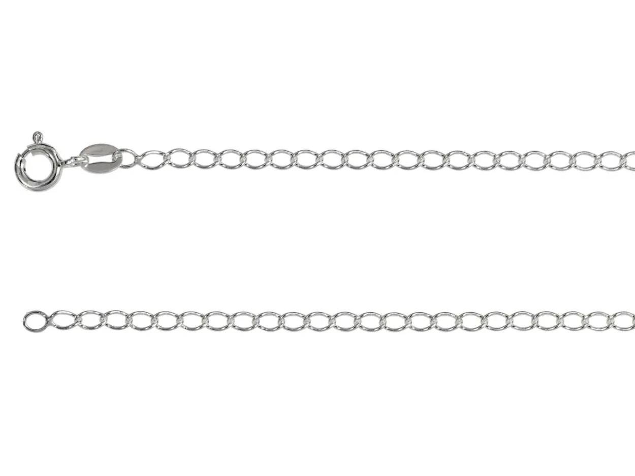 Sterling Silver Plated 2.4mm Rhombus Curb Chain 18"/45cm Unhallmarked