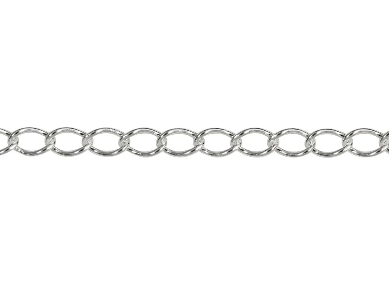 Sterling Silver Plated 2.4mm Rhombus Curb Chain 18"/45cm Unhallmarked
