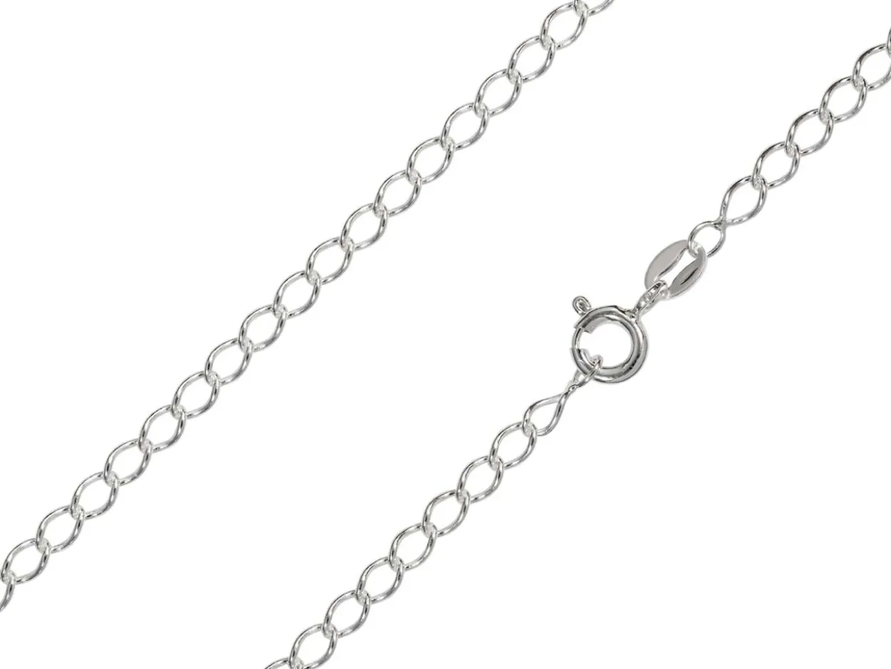 Sterling Silver Plated 3.0mm Rhombus Curb Chain 18"/45cm Unhallmarked