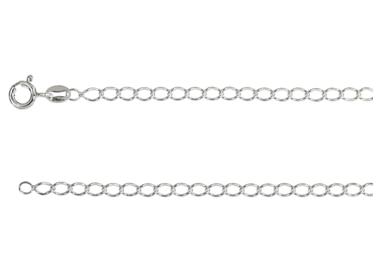 Sterling Silver Plated 3.0mm Rhombus Curb Chain 18"/45cm Unhallmarked
