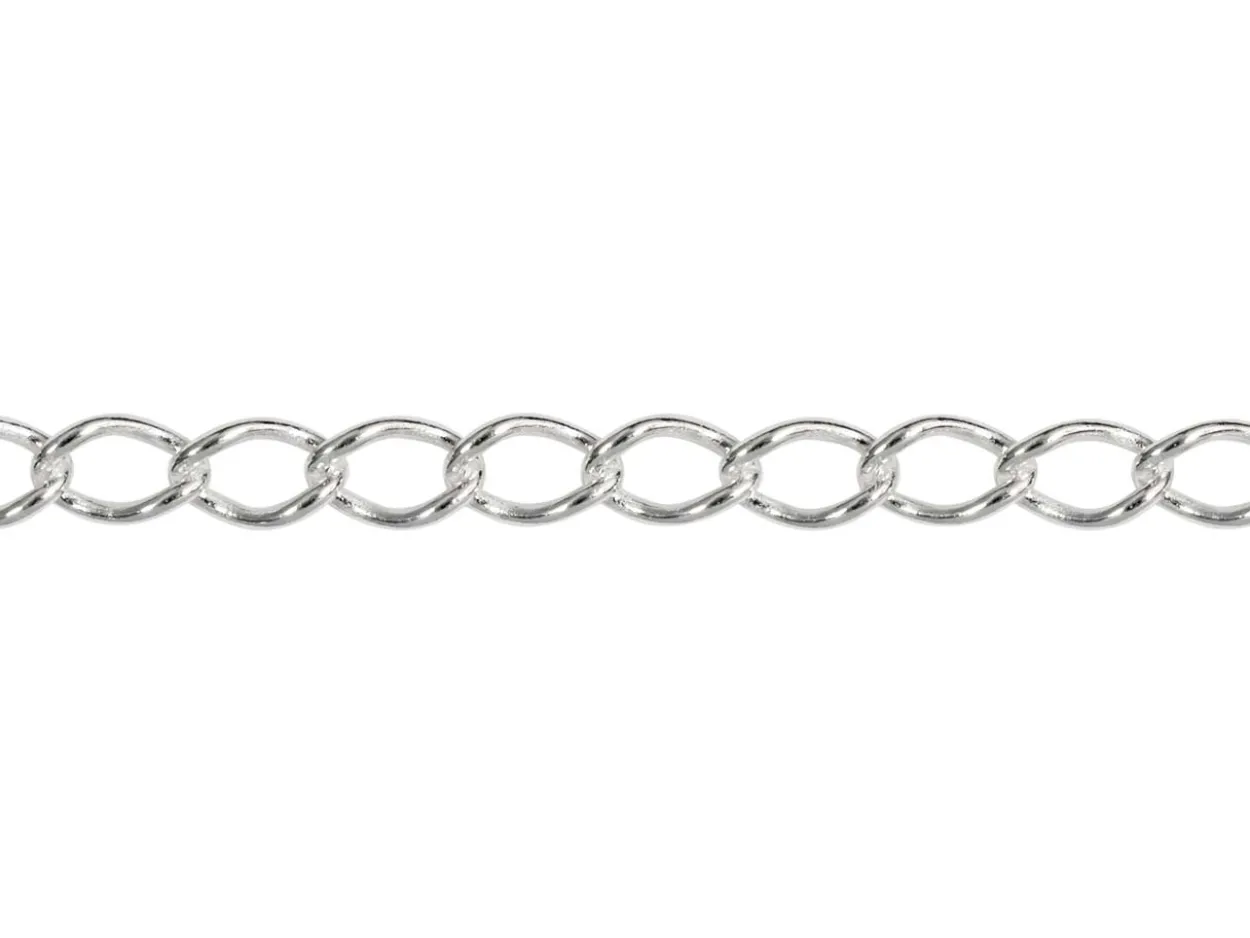 Sterling Silver Plated 3.0mm Rhombus Curb Chain 18"/45cm Unhallmarked