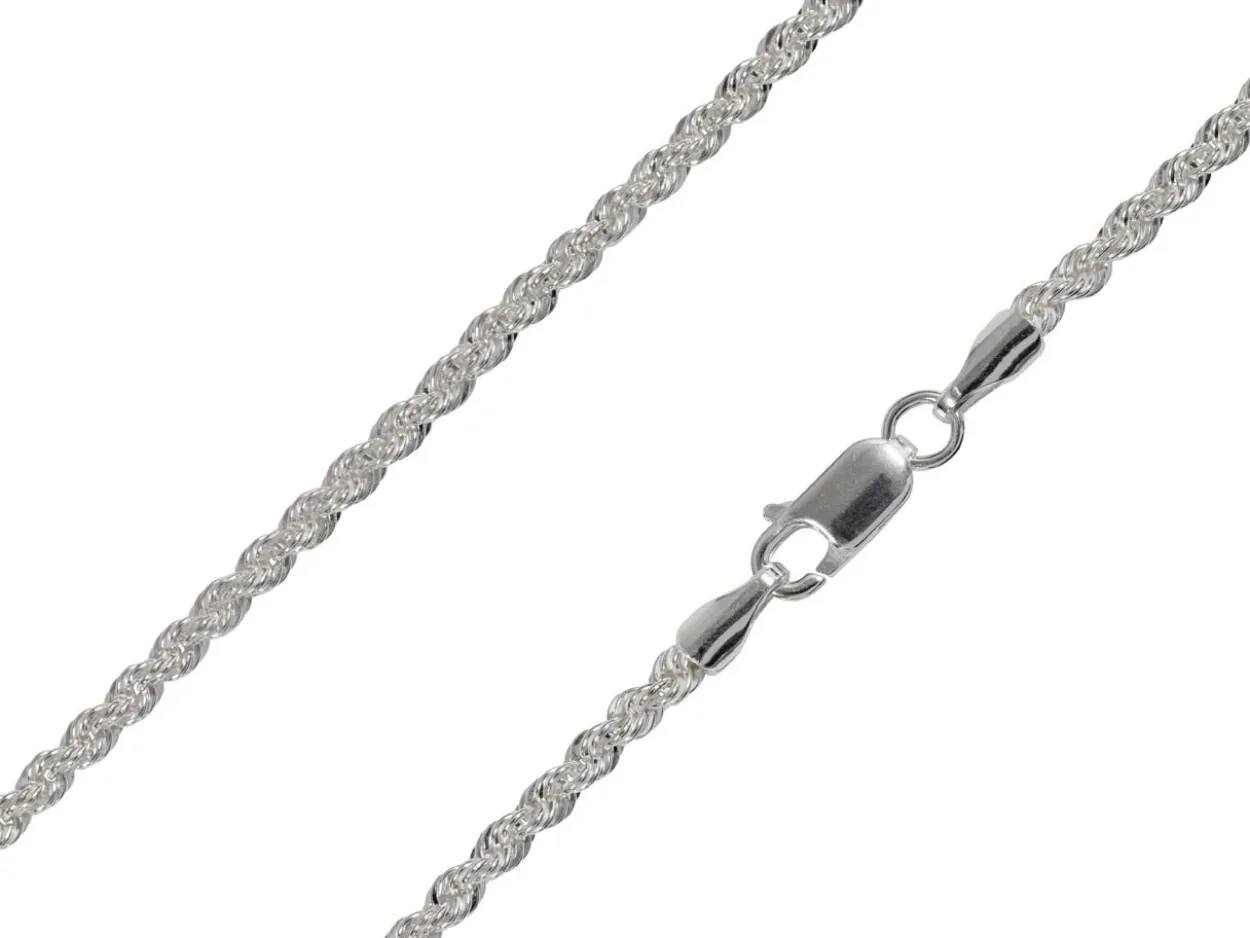 Sterling Silver Plated 2.8mm Rope Chain 18"/45cm Unhallmarked