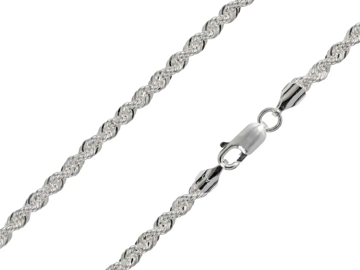 Sterling Silver Plated 3.4mm Rope Chain 18"/45cm Unhallmarked