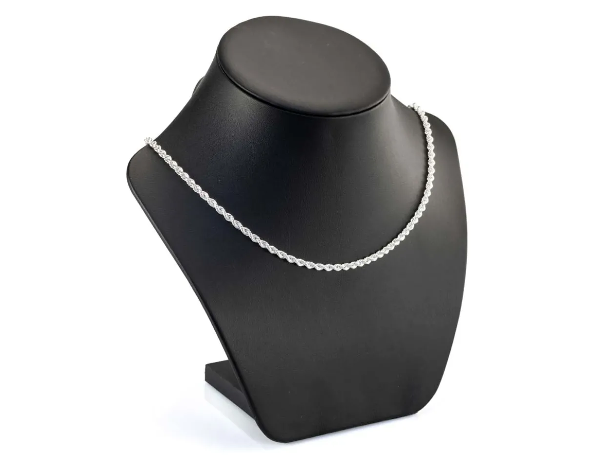 Sterling Silver Plated 3.4mm Rope Chain 18"/45cm Unhallmarked