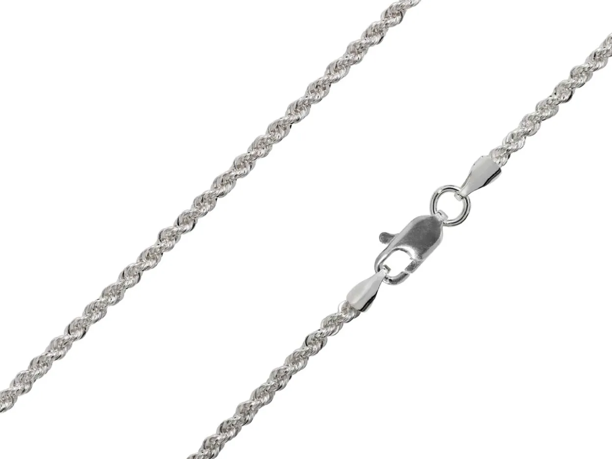 Sterling Silver Plated 2.2mm Rope Chain 18"/45cm Unhallmarked