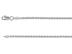 Sterling Silver Plated 2.2mm Rope Chain 18"/45cm Unhallmarked