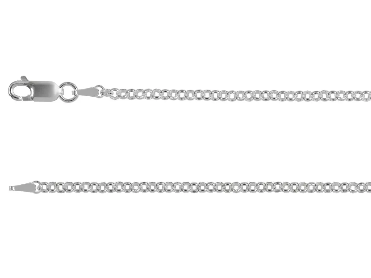 Sterling Silver Plated 2.5mm Round Belcher Chain 18"/45cm Unhallmarked