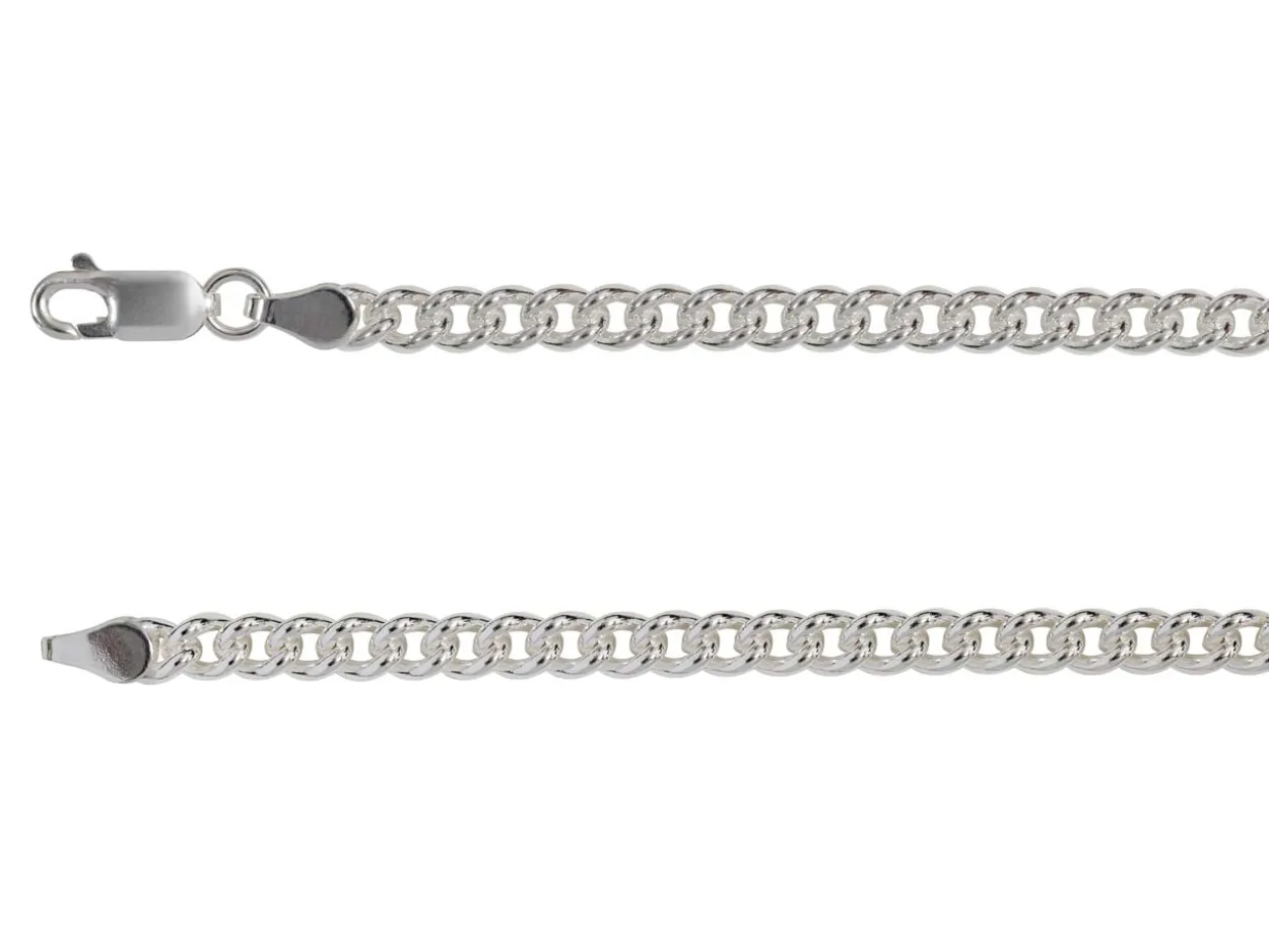 Sterling Silver Plated 4.5mm Round Curb Chain 18"/45cm Unhallmarked