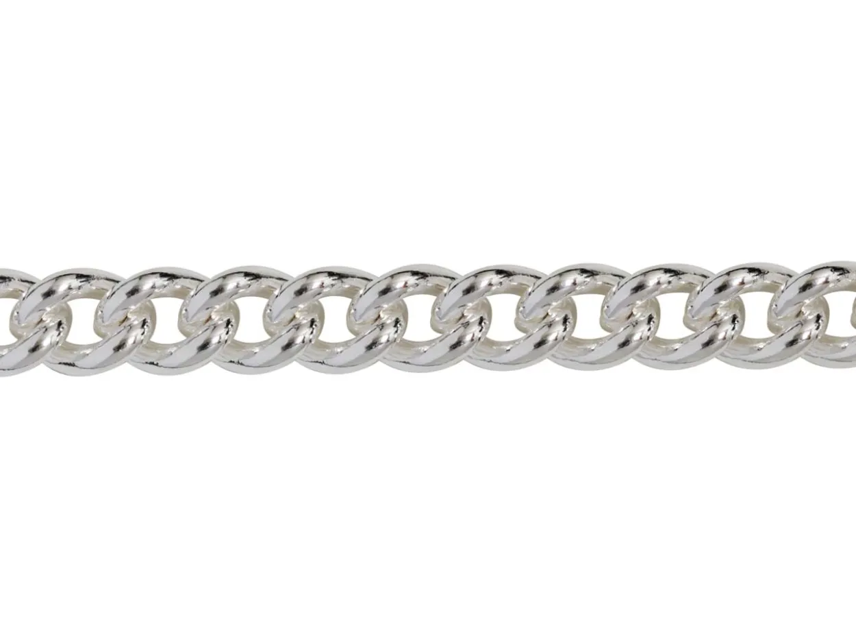 Sterling Silver Plated 4.5mm Round Curb Chain 18"/45cm Unhallmarked