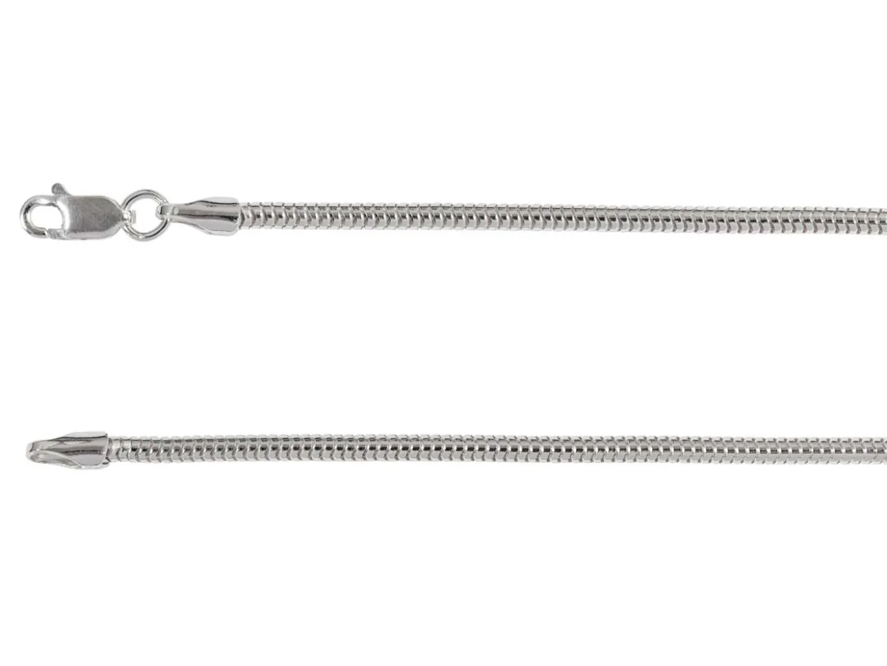 Sterling Silver Plated 2.4mm Round Snake Chain 18"/45cm Unhallmarked