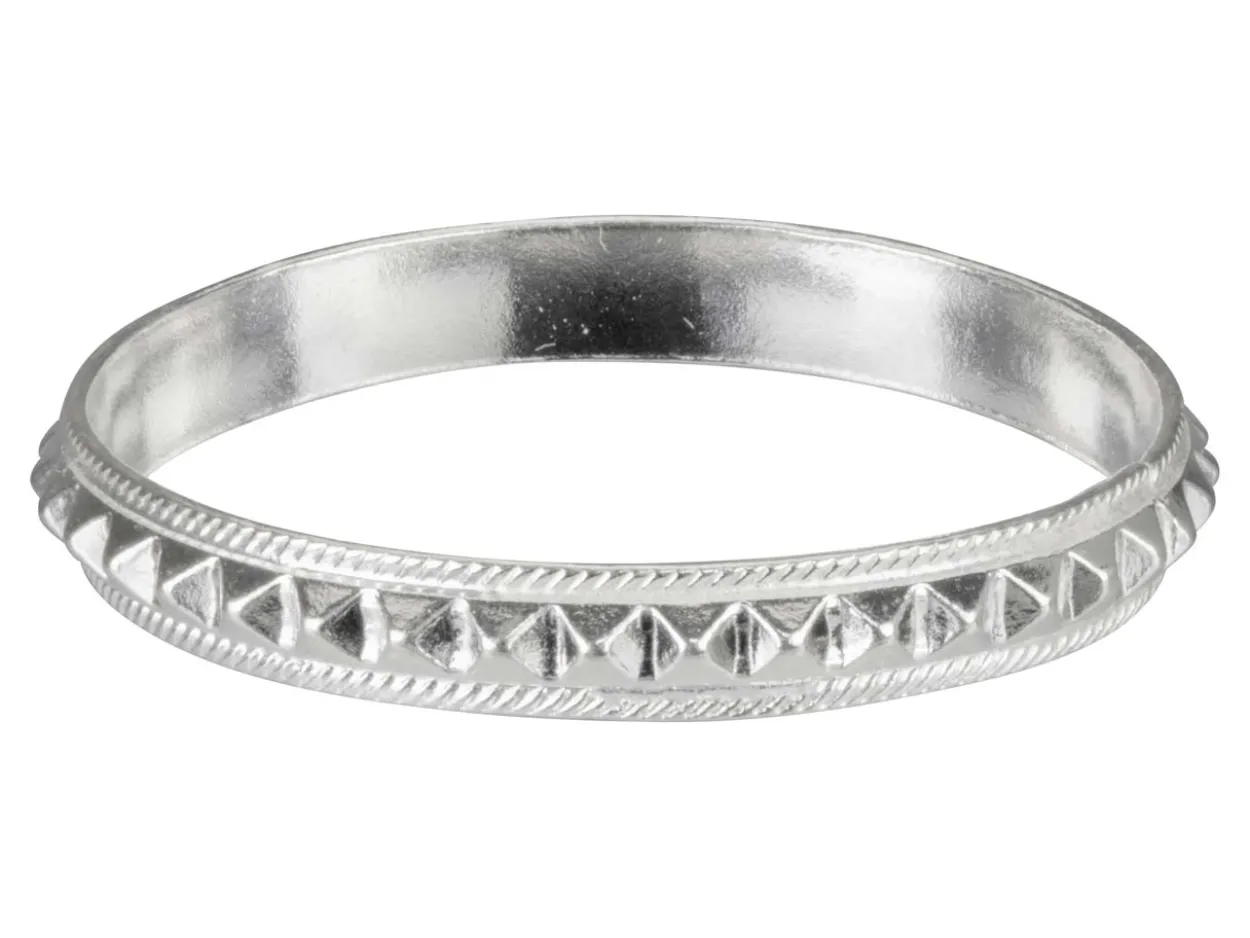 Sterling Silver Pyramid Patterned Ring 3mm Size O