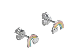 Sterling Silver Rainbow Design Stud Earrings