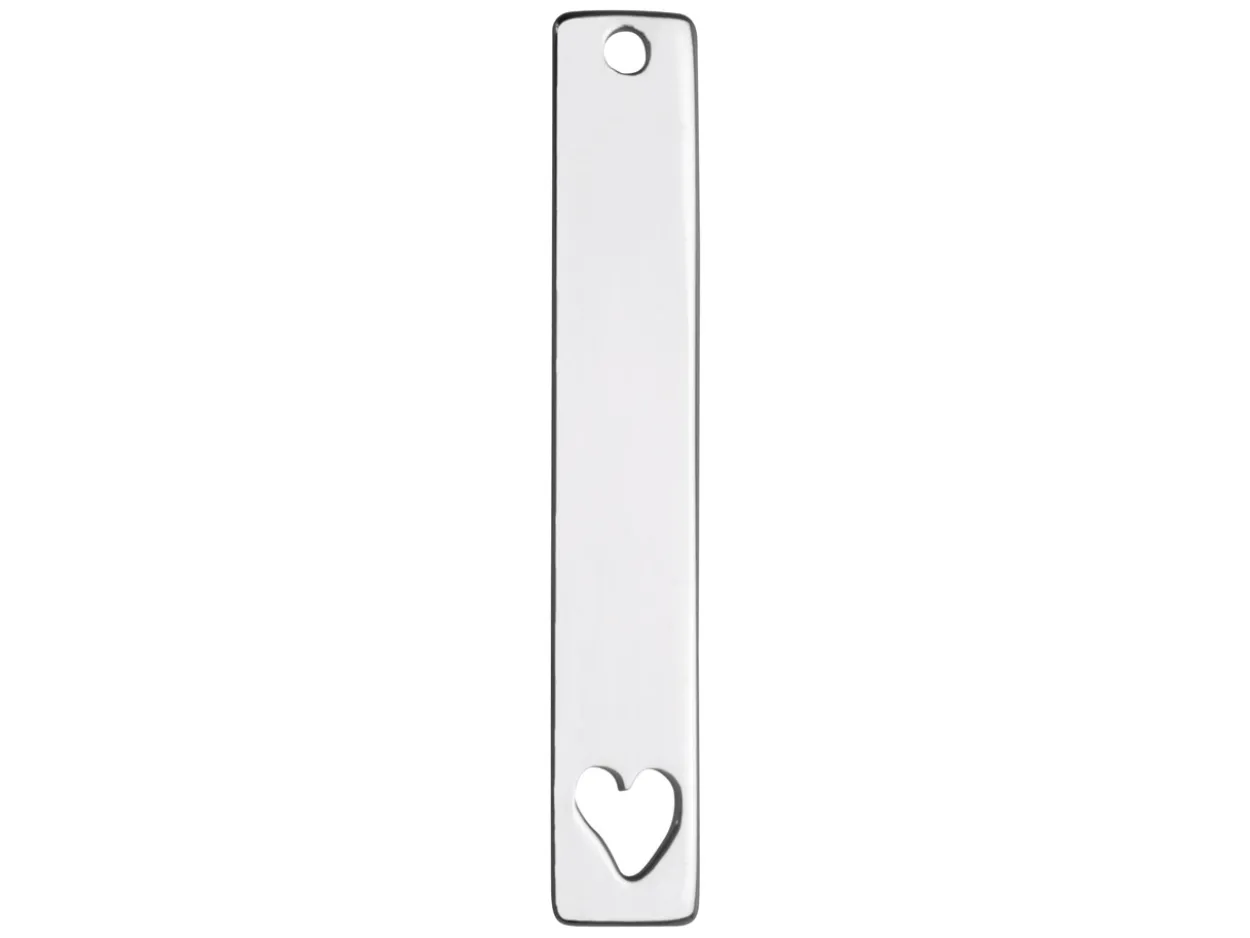 Sterling Silver Rectangular Bar 5x30mm Stamping Blank Heart