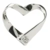 Sterling Silver Ribbon Heart Pendant Set With Cubic Zirconia