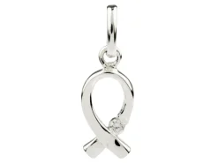 Sterling Silver Ribbon Pendant Set With Cubic Zirconia