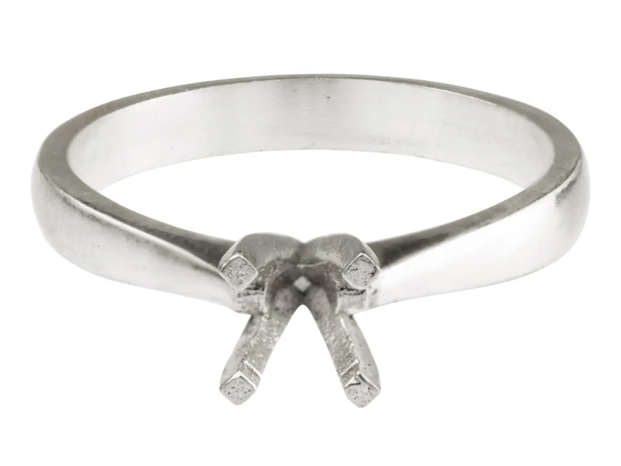 Sterling Silver Round 4 Claw Ring Mount 5.0mm Hallmarked 0.50pt Size M