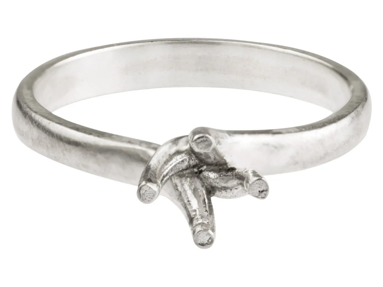 Sterling Silver Round 4 Claw Twist Ring Mount Hallmarked 5.0mm 0.50pt Size M