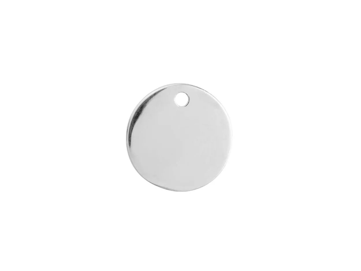 Sterling Silver Round Disc 10mm Stamping Blank Pack of 5 With 1 Hole, Marked '925', 100% Recycled Silver