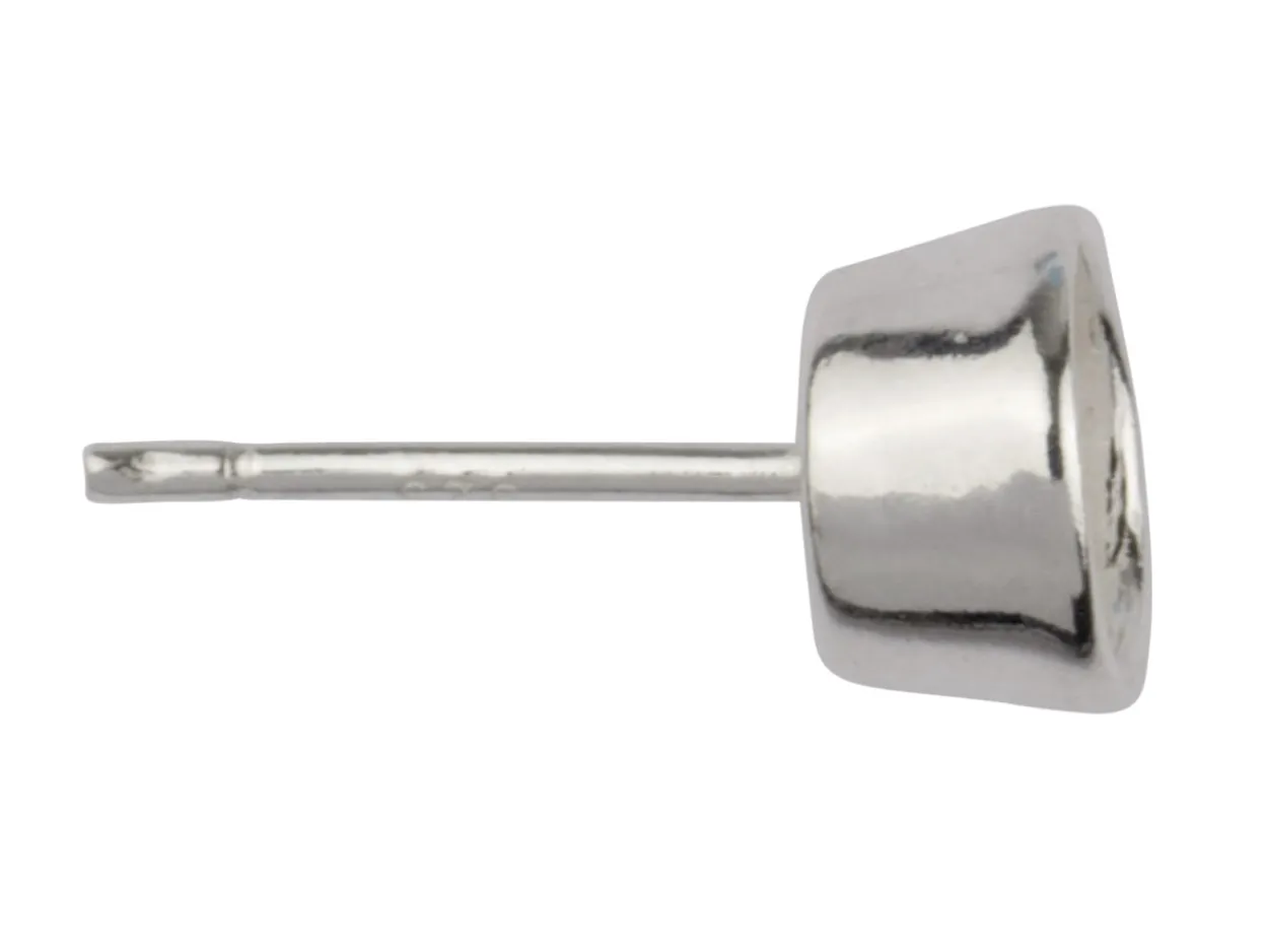 Sterling Silver Round Ear Stud 6mm, Pack of 10, Bezel Set