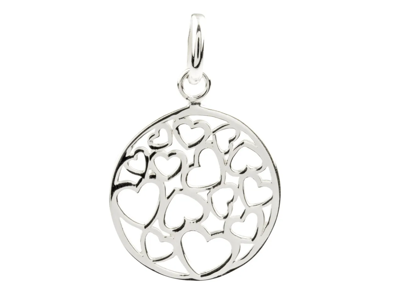 Sterling Silver Round Hearts Pendant