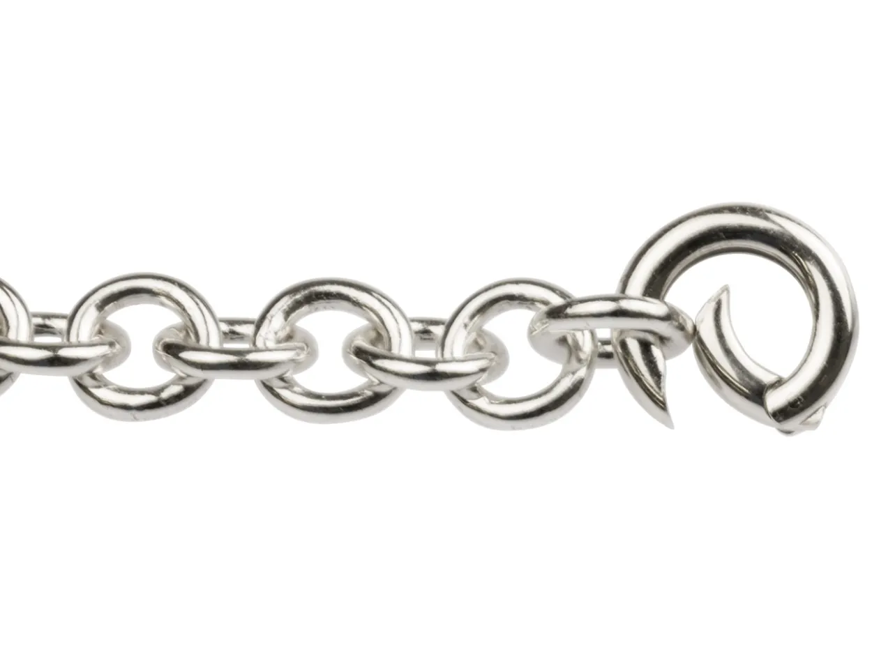 Sterling Silver Round Heavyset Spring Gate Clasp 15 X 3mm