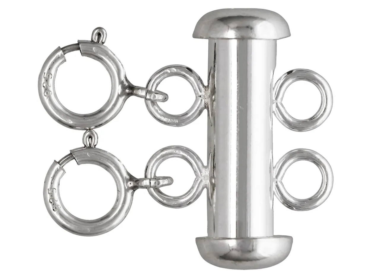 Sterling Silver 2 Row Bolt Ring Tube Clasp 16x4mm