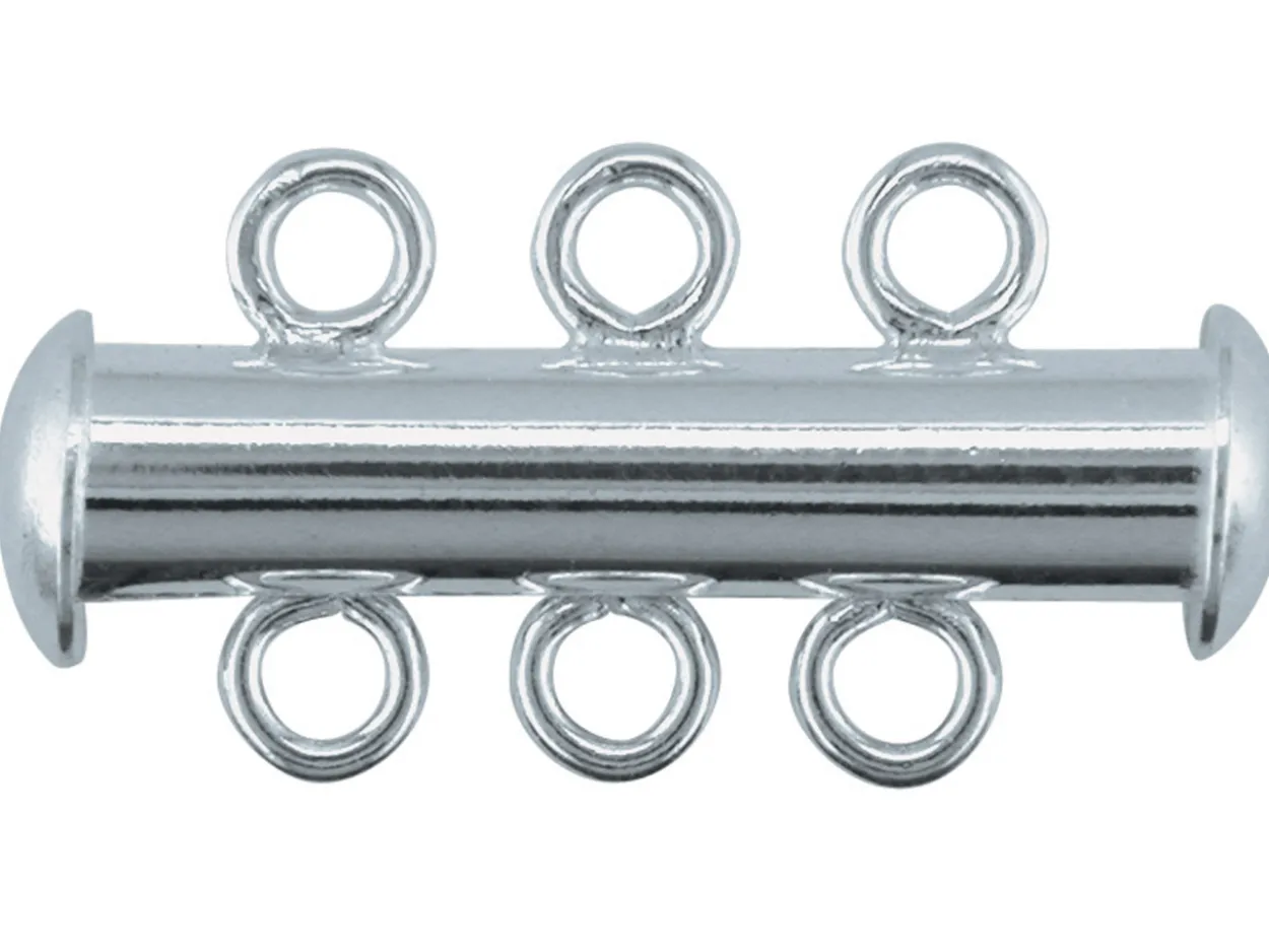 Sterling Silver 3 Row Tube Clasp 21x4mm
