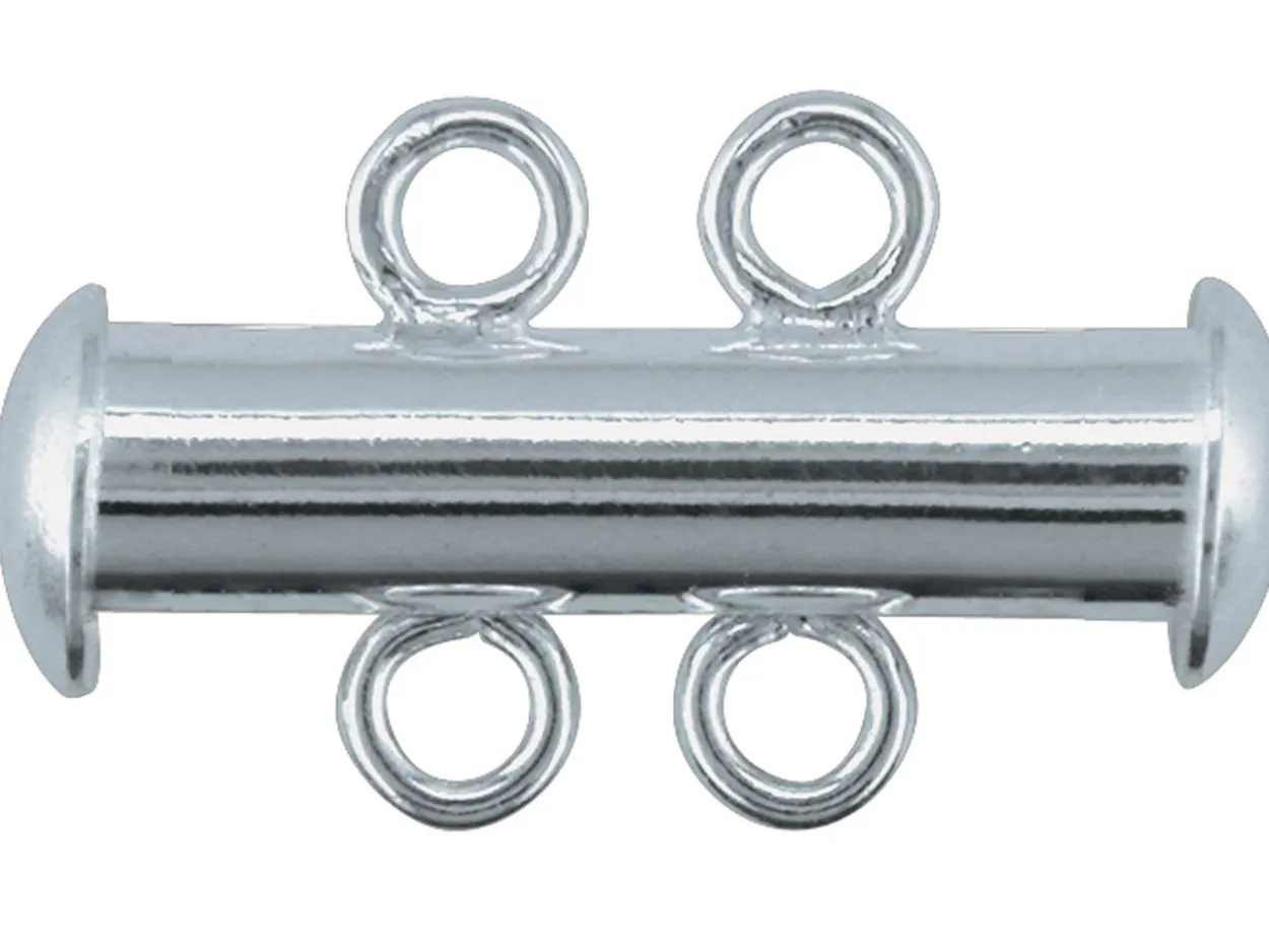 Sterling Silver 2 Row Tube Clasp 16x4mm